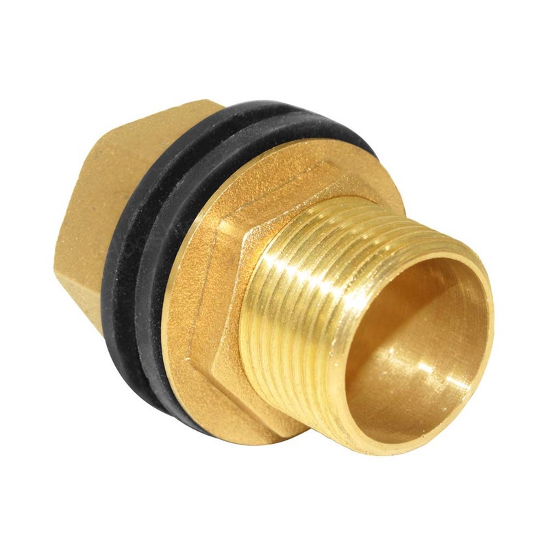 Hooshing Brass Bulkhead Fitting 3/4â€œ Male x 3/4" Female Thread Water Tank Connector for Rain Barrels, Aquariums, Tubs, Pools - Image 3